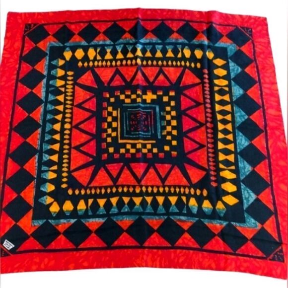 Liberty of London Vintage Silk Scarf Harlequin Rolled Hem - Picture 13 of 14